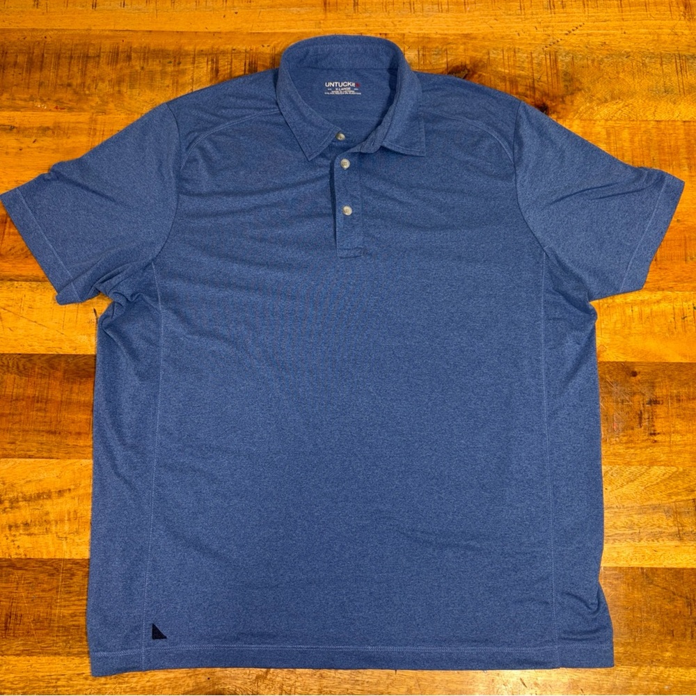 UNTUCKit Clavidor Short Sleeve Blue Polo Shirt Men’s XLarge Polyester Blend